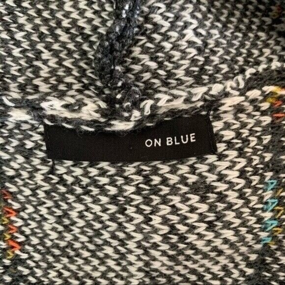 On Blue Cardigan Medium Gray Hooded Knit Cozy Lounge Fall Layering Casual - Picture 6 of 7